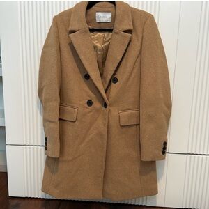 Stradivarius Camel Double-Breasted Peacoat